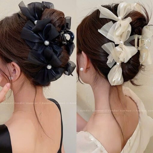 Kẹp Tóc Nơ Thời Trang Hàn Quốc Đính Ngọc Trai