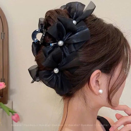 Kẹp Tóc Nơ Thời Trang Hàn Quốc Đính Ngọc Trai - Ảnh 3